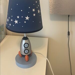 Rocket Ship Kids Lamp - Blue and Silver